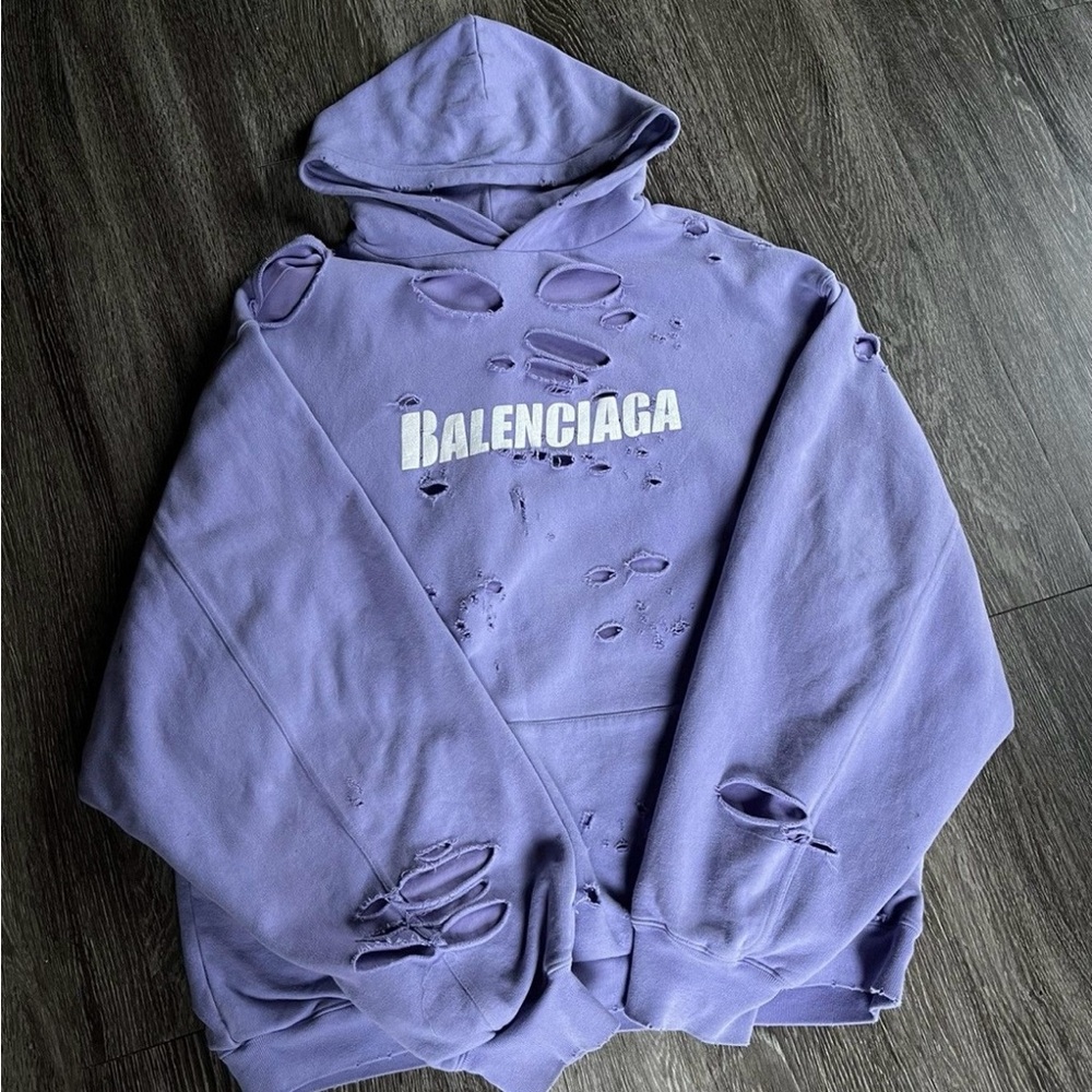 Balenciaga Purple Destroyed Hoodie